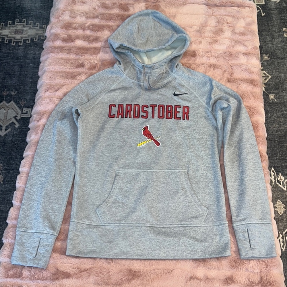 Nike Therma Fit Men's Gray Pullover Hoodie Long Sleeve CARDSTOBER S MLPB 2015